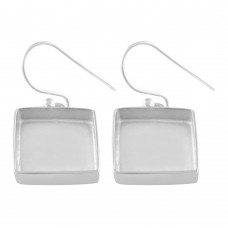 Square shape silver blank bezel cup casting earring for stone setting